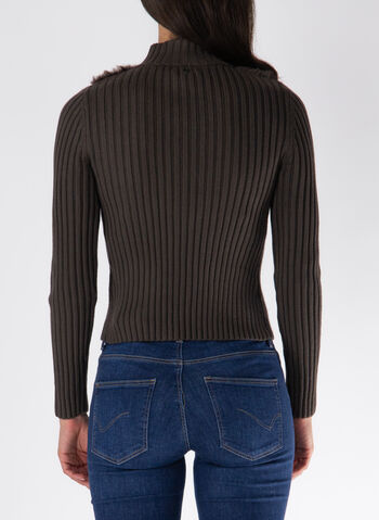 CARDIGAN FULL ZIP ECOPELLICCIA, F1AQ CIOCCOLATO, small