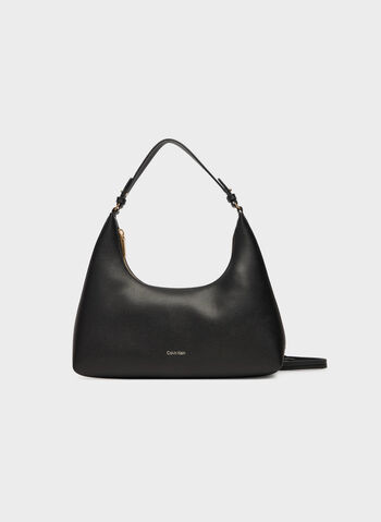 BORSA DA SPALLA CON LOGO LAMINATO, 332 BLK, small