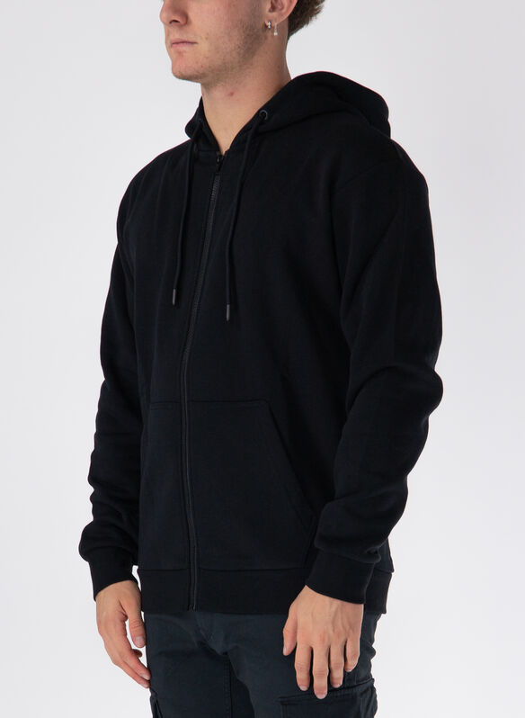 FELPA CON CAPPUCCIO FULL ZIP, BLACK BLACK, medium