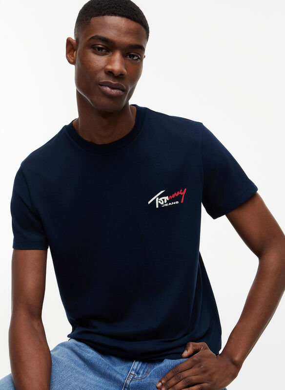 T-SHIRT IN JERSEY CON LOGO, C1G NVY, medium