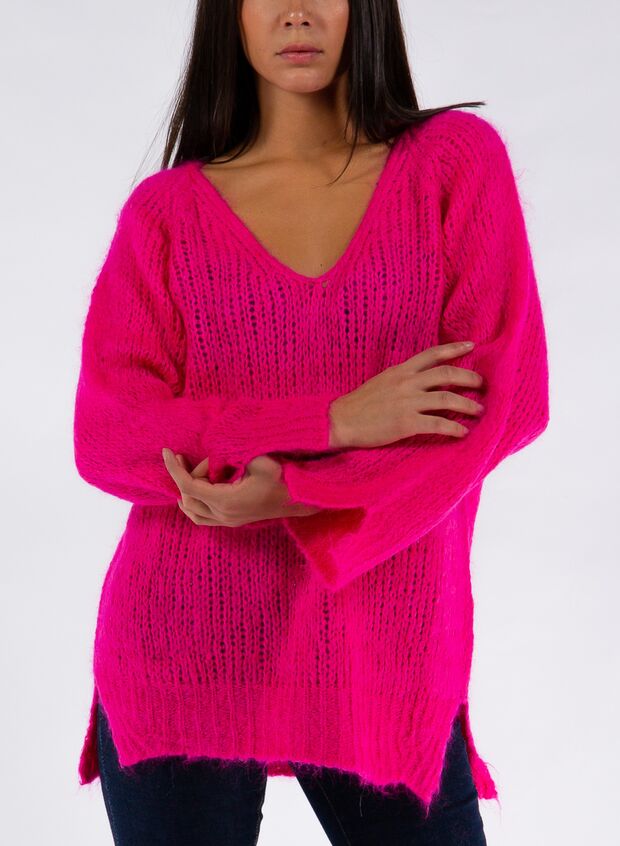 FRACOMINA MAGLIONE AMPIA CON MOHAIR Fuxia, Fluo Donna | Sport85