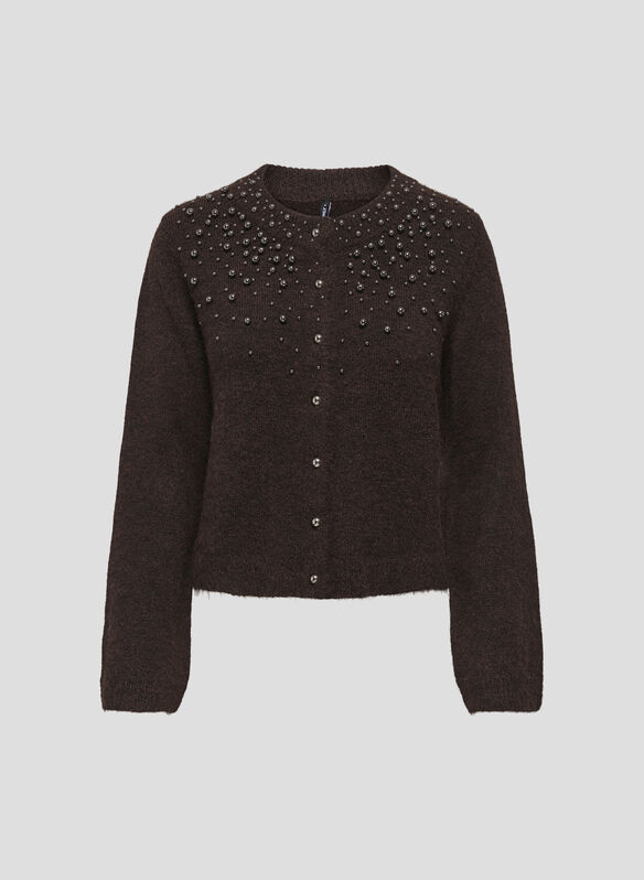 CARDIGAN NOOS MIGGIE BOTTONI, COFFEE BEAN, medium