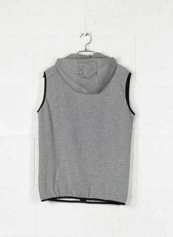 GILET FELPA CON CAPPUCCIO, GRIGIO, small