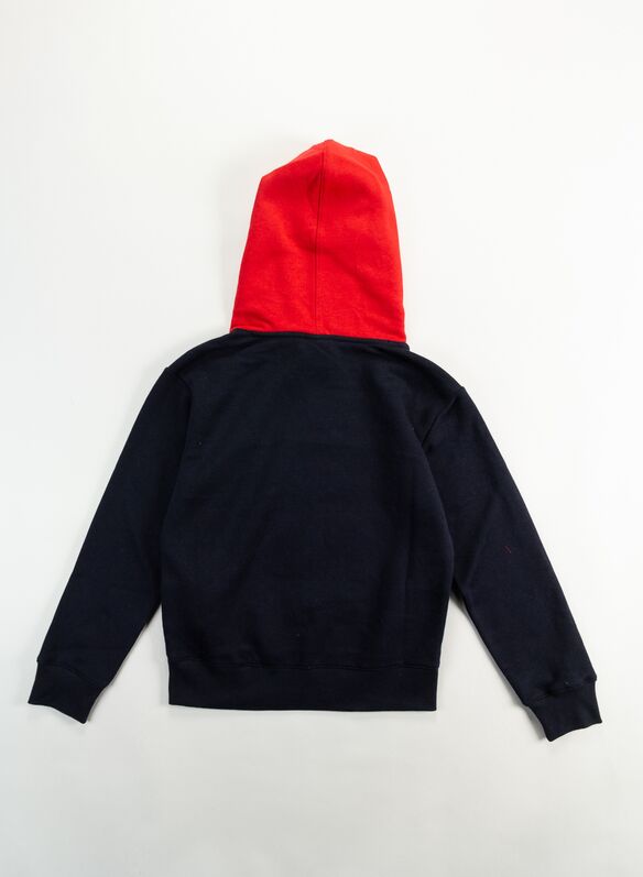 FELPA CON CAPPUCCIO RAGAZZA, BS501NVYRED, medium