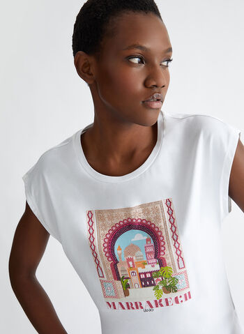 T-SHIRT CON STAMPA MARRAKECH E STRASS, N9283 WHT, small
