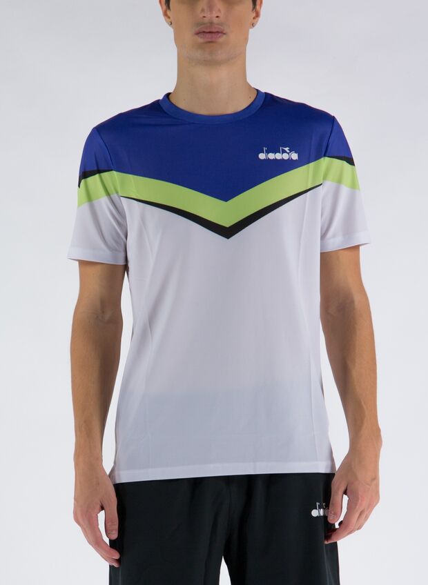 T-SHIRT CLAY TENNIS/PADEL, WHTBLUFLUO#C8351, large