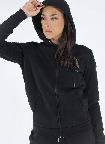 FELPA CON ZIP E CAPPUCCIO, 8268 BLK, small