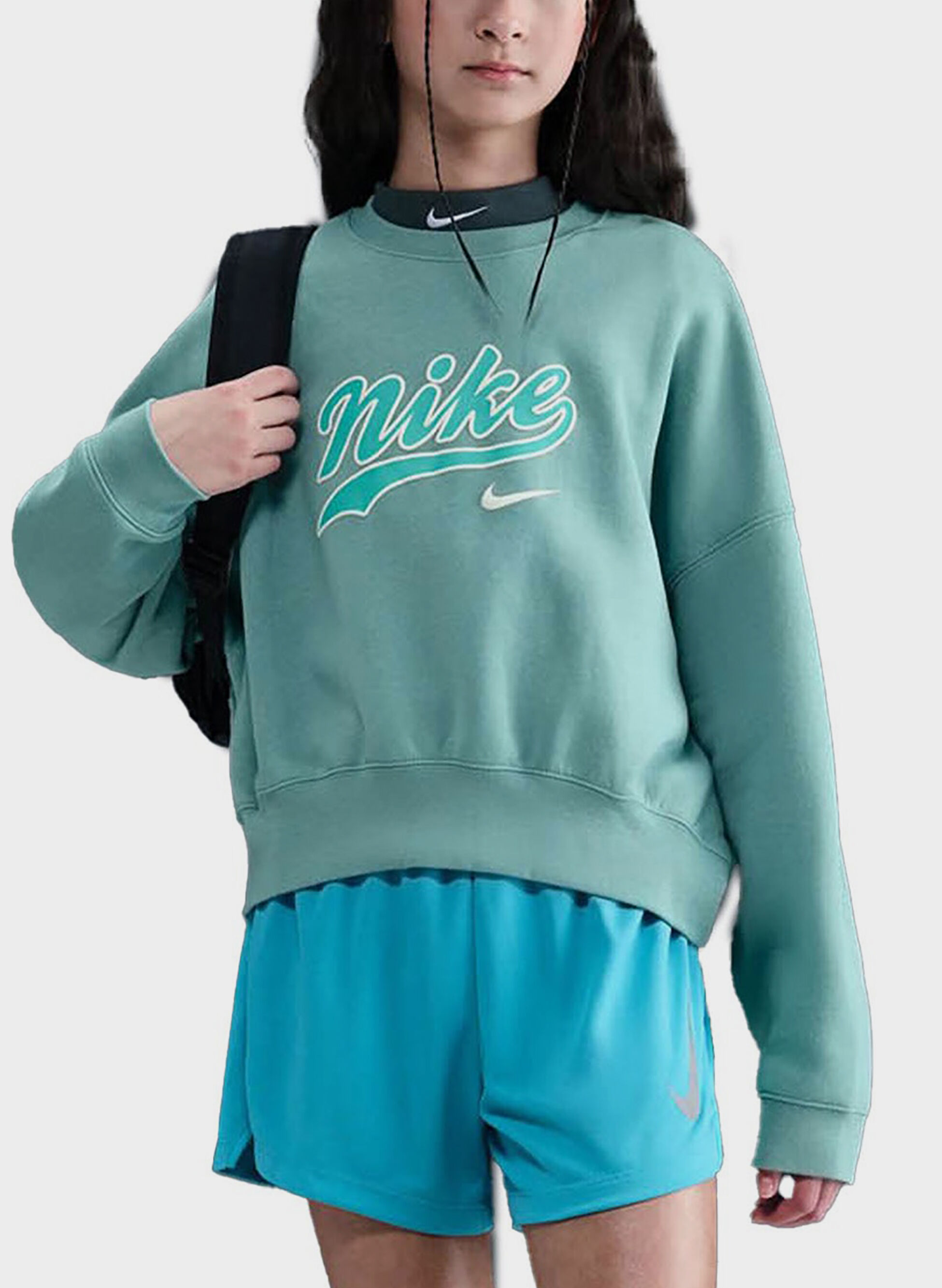 FELPA GIROCOLLO CROP IN FLEECE RAGAZZA