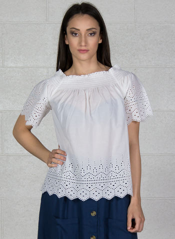 BLUSA CON PIZZO SANGALLO, WHT, small