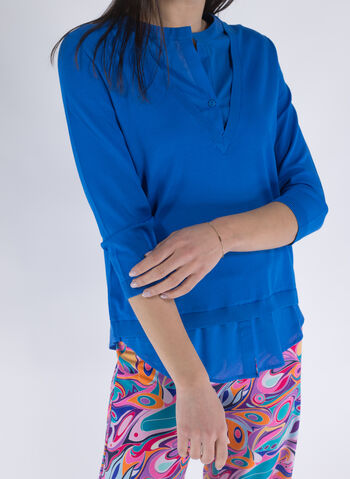 MAGLIONE CON INSERTO CAMICIA, 84 ZAFFIRO, small