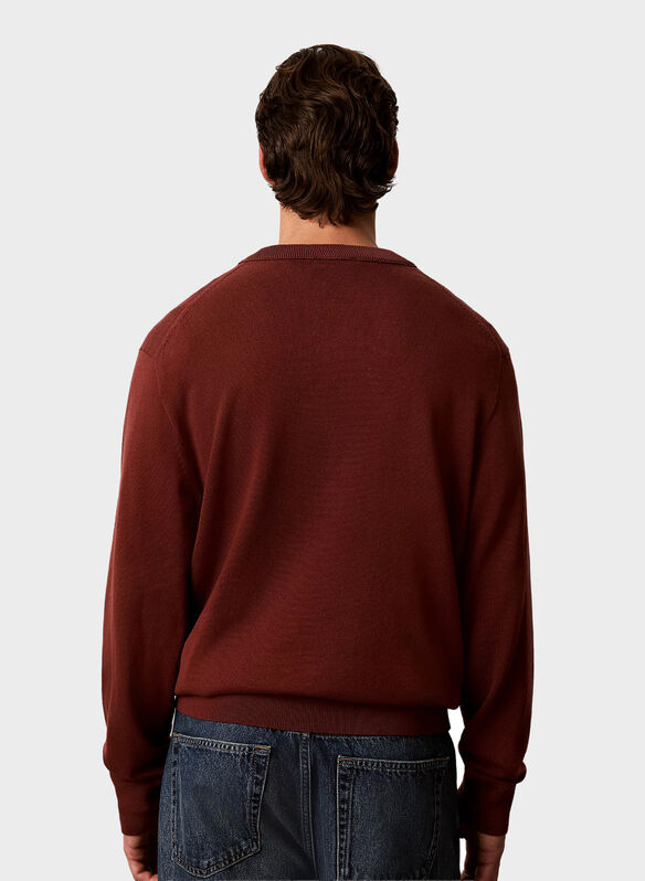 MAGLIONE COTONE MONO LOGO, 2EC BROWN, medium