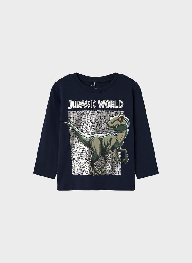 T-SHIRT A MANICA LUNGA JURASSIC WORLD BAMBINO, NAVY BLAZER, large