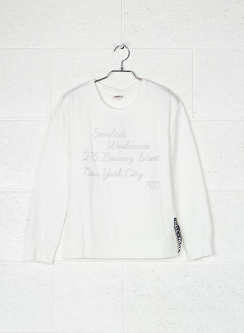 FELPA CON SCRITTA GLITTER, 1300PANNA, small