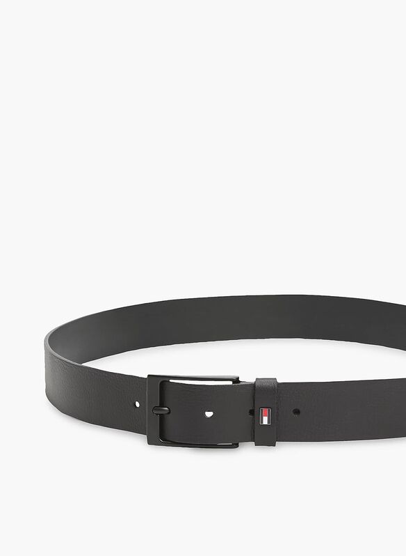 CINTURA IN PELLE CON BANDIERINA SMALTATA, BDS BLK, medium