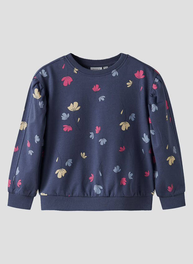 FELPA GIROCOLLO NULA PRINT BAMBINA, BLUE INDIGO, large