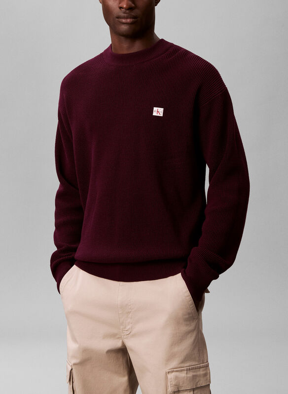 MAGLIONE TRAMA NIDO D'APE, 5FL BURGUNDY, medium