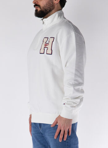 FELPA 1/2 ZIP CON PATCH H, YAC WHT, small