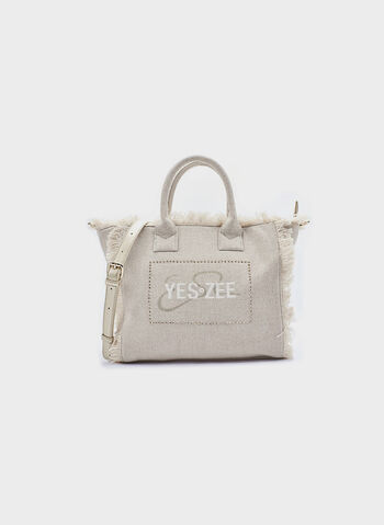 BORSA SHOPPER MEDIUM IN CANVAS CON LOGO, 0222 BEIGE, small