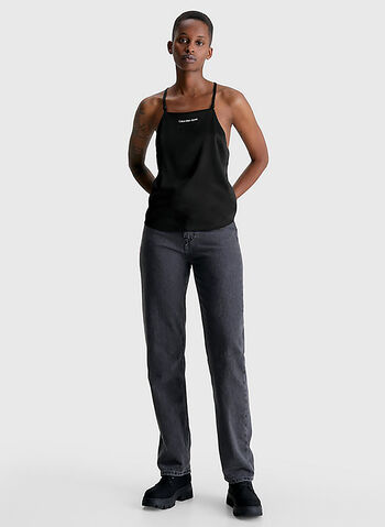 TOP CON INCROCIO SULLA SCHIENA IN SATIN, BEH BLK, small