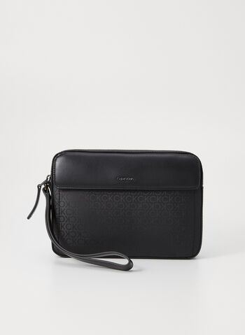 POCHETTE ZIP AROUND CON LOGO UNISEX, 0GK BLK, small