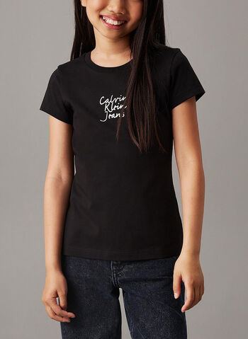 T-SHIRT A MANICHE CORTE CON STAMPA RAGAZZ, BEH BLK, small