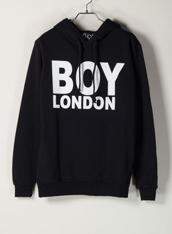 FELPA CON CAPPUCCIO, NERO, small