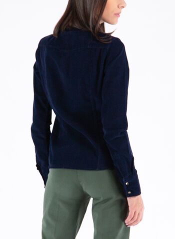 CAMICIA REGULAR IN VELLUTO MILLE RIGHE, 117DARK BLUE, small