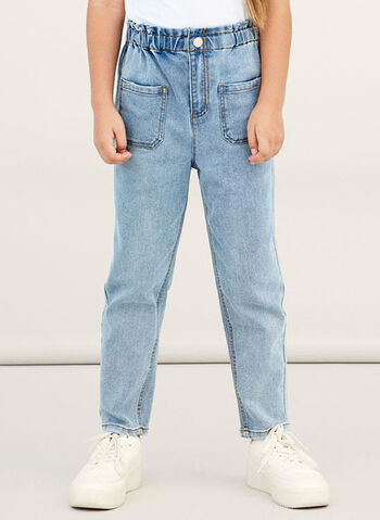 JEANS VITA ALTA BAGGY BAMBINA, LIGHT BLUE, small