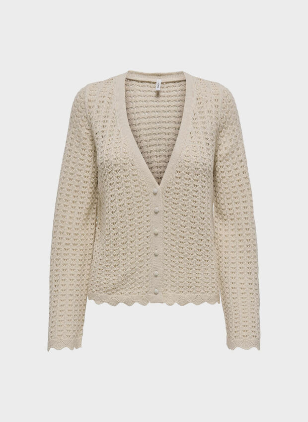 CARDIGAN TRAFORATO ASA CON BOTTONI, , large