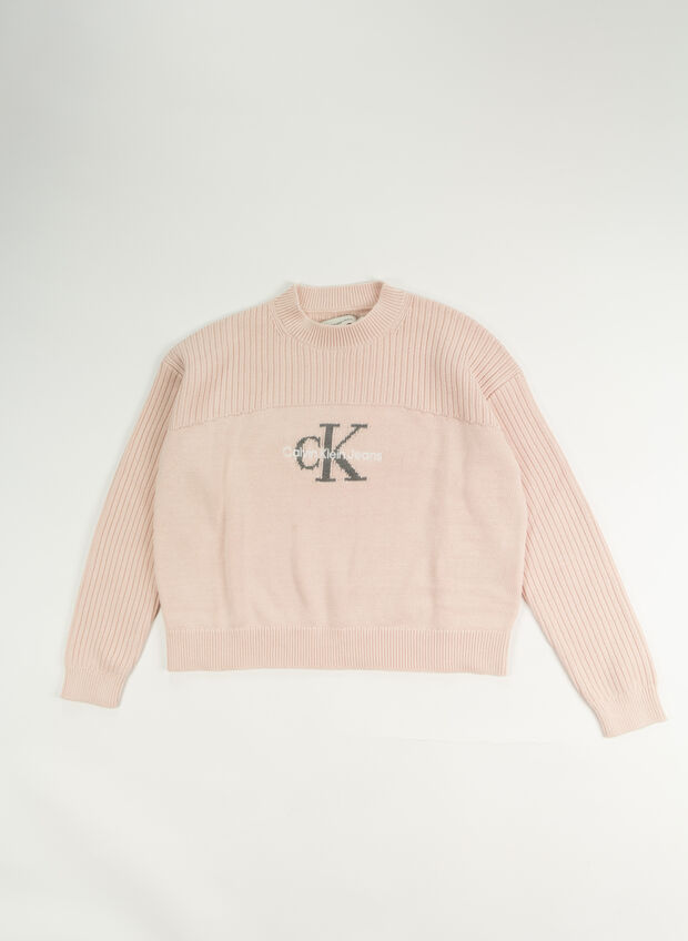 MAGLIONE GIROCOLLO MONOLOGO RAGAZZA, TER PINK, large