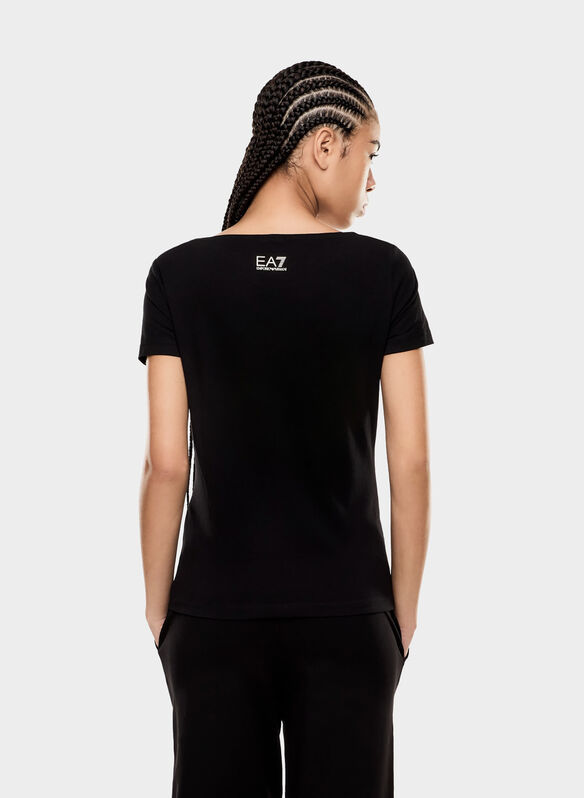 T-SHIRT LOGO STRASS, UC001 BLK, medium