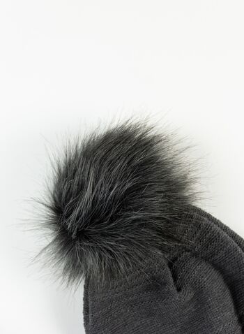CAPPELLO RASATO PON PON MAGLIA, GRIGIO SCURO, small