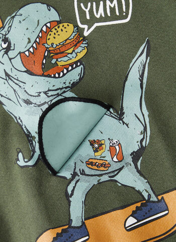 FELPA LAHAHA GIROCOLLO STAMPA DINOSAURO BAMBINO, BEETLE MILITARE, small