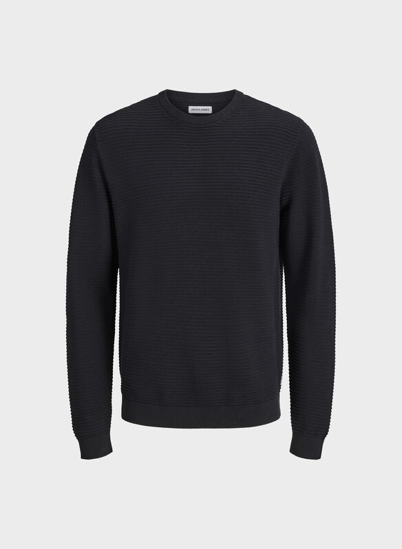 MAGLIONE GIROCOLLO COTONE, BLACK, medium
