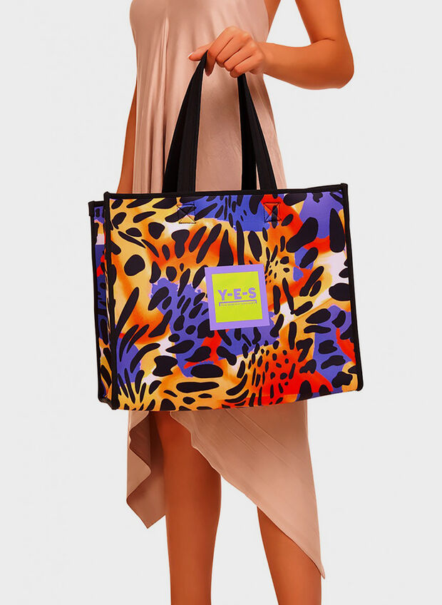 BORSA SHOPPER ANIMALIER UNISEX, 019 VIOLA, large