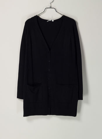 CARDIGAN VISCOSA LUNGO TASCHINO, , small