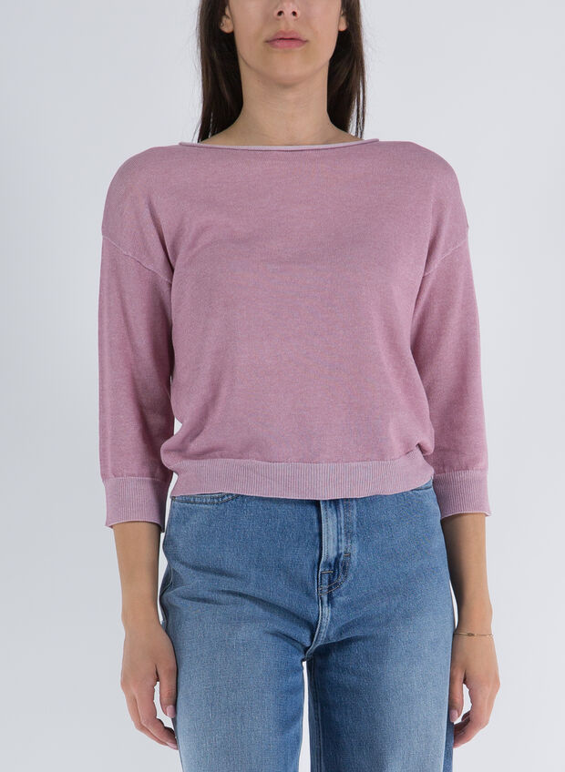 MAGLIONE SCOLLO A BARCHETTA, 14 PINK, large