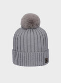 CAPPELLO IN MAGLIA CON PONPON, 003 GREY, thumb