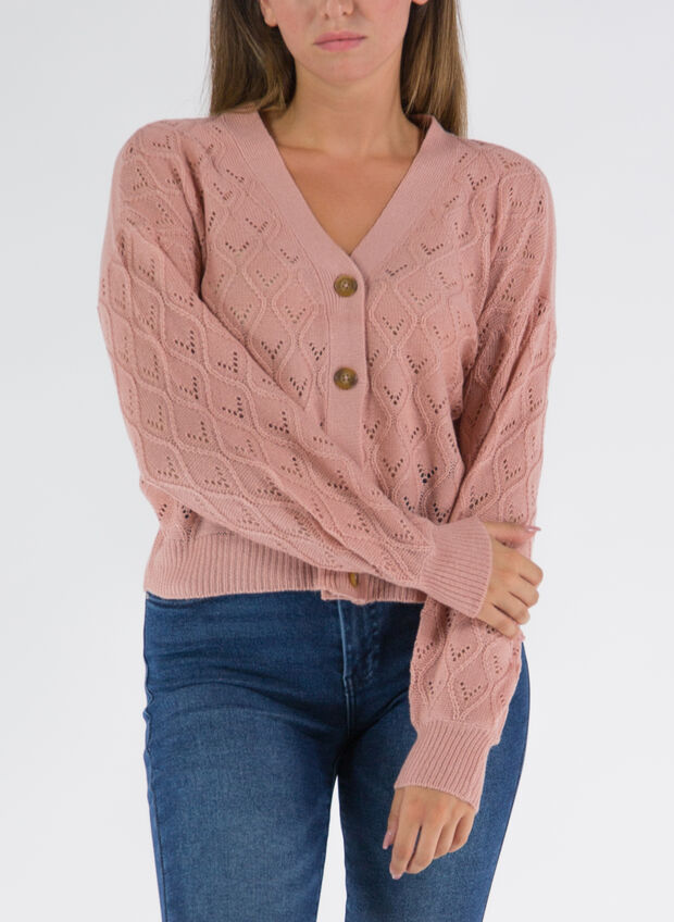 CARDIGAN LINE BOTTONI, MISTY ROSE, large