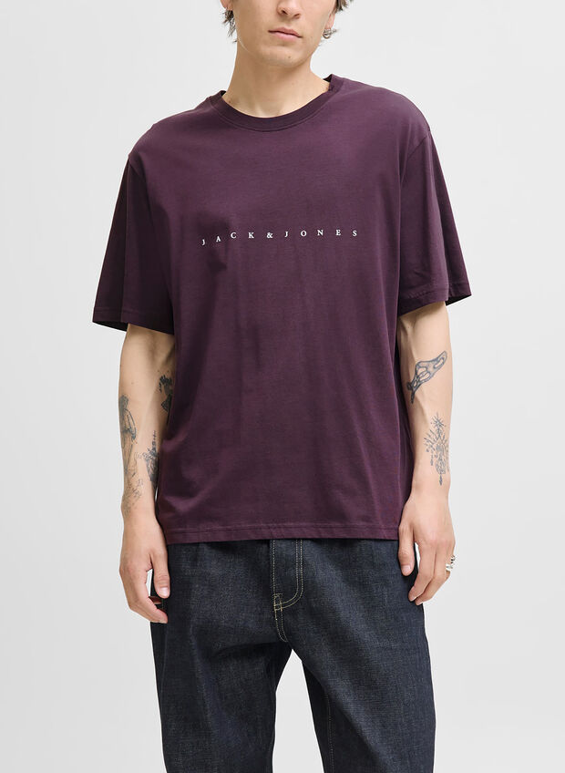 T-SHIRT SHORTSLEEVE LETTERING LOGO, PLUM PERFECT MELANZANA, large