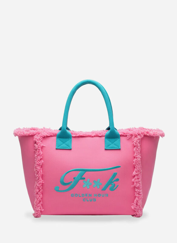 BORSA BEACH COT SFRANGIATO, PK FUXIA, medium