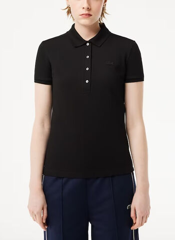 POLO TAGLIO SLIM IN PETIT PIQUE, 031 BLK, small