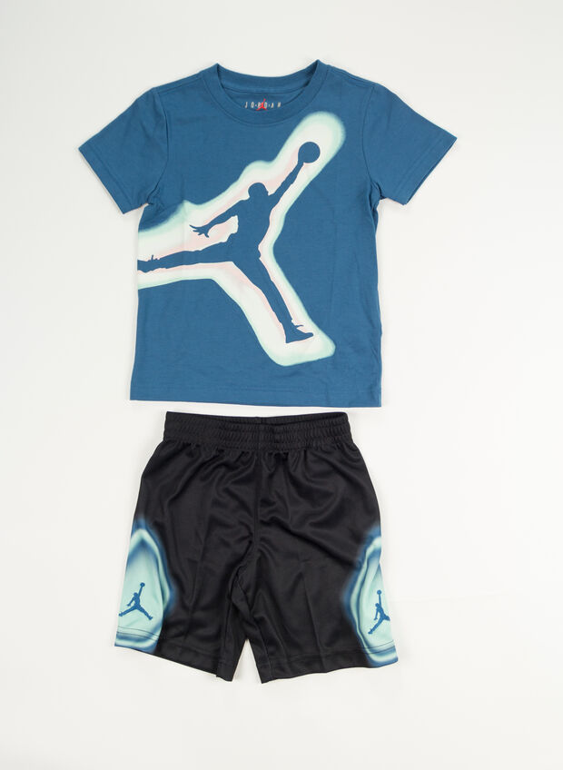 COMPLETO T-SHIRT + SHORT JORDAN AIR HEAT MAP BAMBINO, 023 BLK, large
