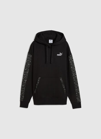 FELPA HOODIE CON STAMPA ANIMALIER ESSENTIALS, 01 BLK, small