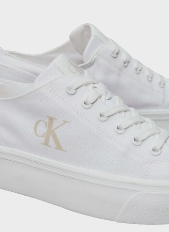 SCARPA IN TELA CON PLATEAU E LOGO, 01W WHT, small
