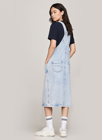 ABITO SALOPETTE MIDI IN DENIM, 1AB CHIARO, small