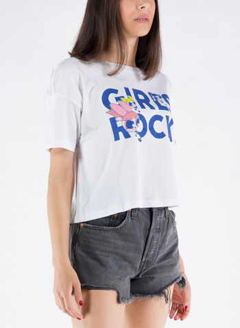 T-SHIRT CROP CON STAMPA, GIRL ROCK, small