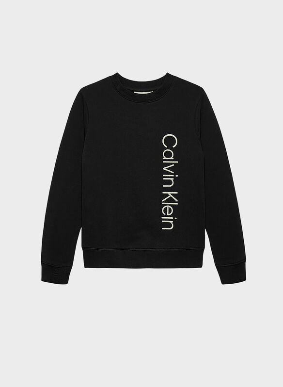 FELPA GIROCOLLO GRAPHIC LOGO RAGAZZO, BEH BLK, medium