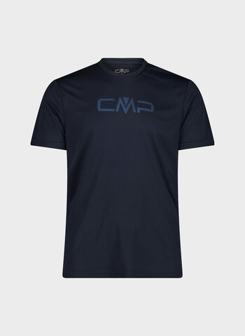 MAGLIA A MANICHE CORTE GIROCOLLO CON LOGO, 74MN NVY, small