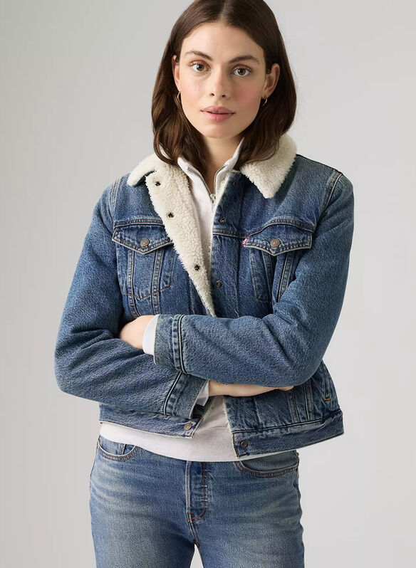 GIUBBOTTO SHERPA JEANS, 0140 STONE, medium